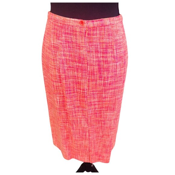 NWT Talbots 100% Silk Bright Pink Tweed Pencil Skirt Office Siren Business wear - Picture 2 of 9